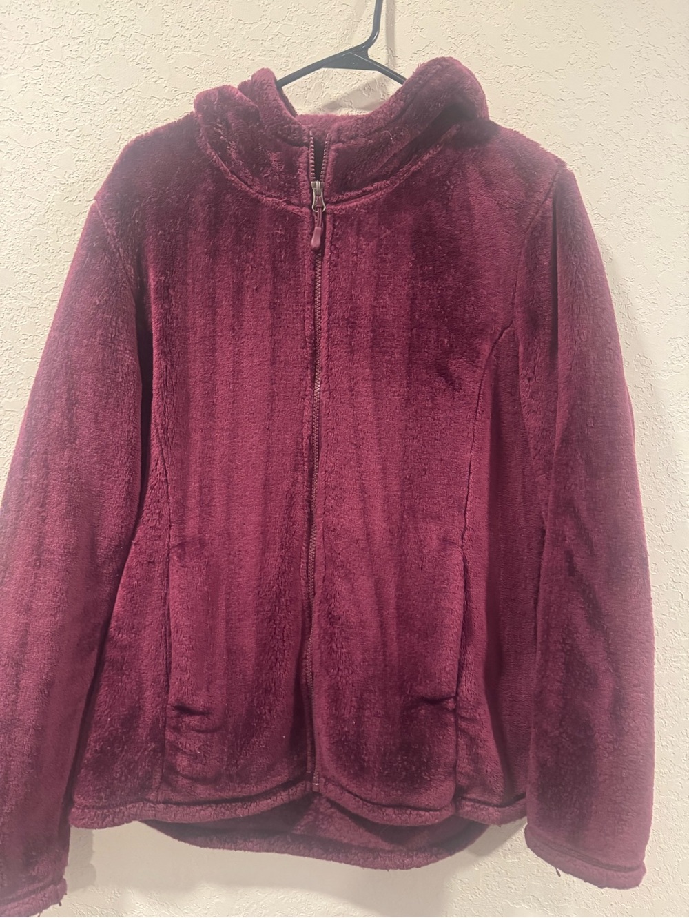 32 Degrees Plush Full-Zip Hooded Jacket - Burgundy, winter sweater